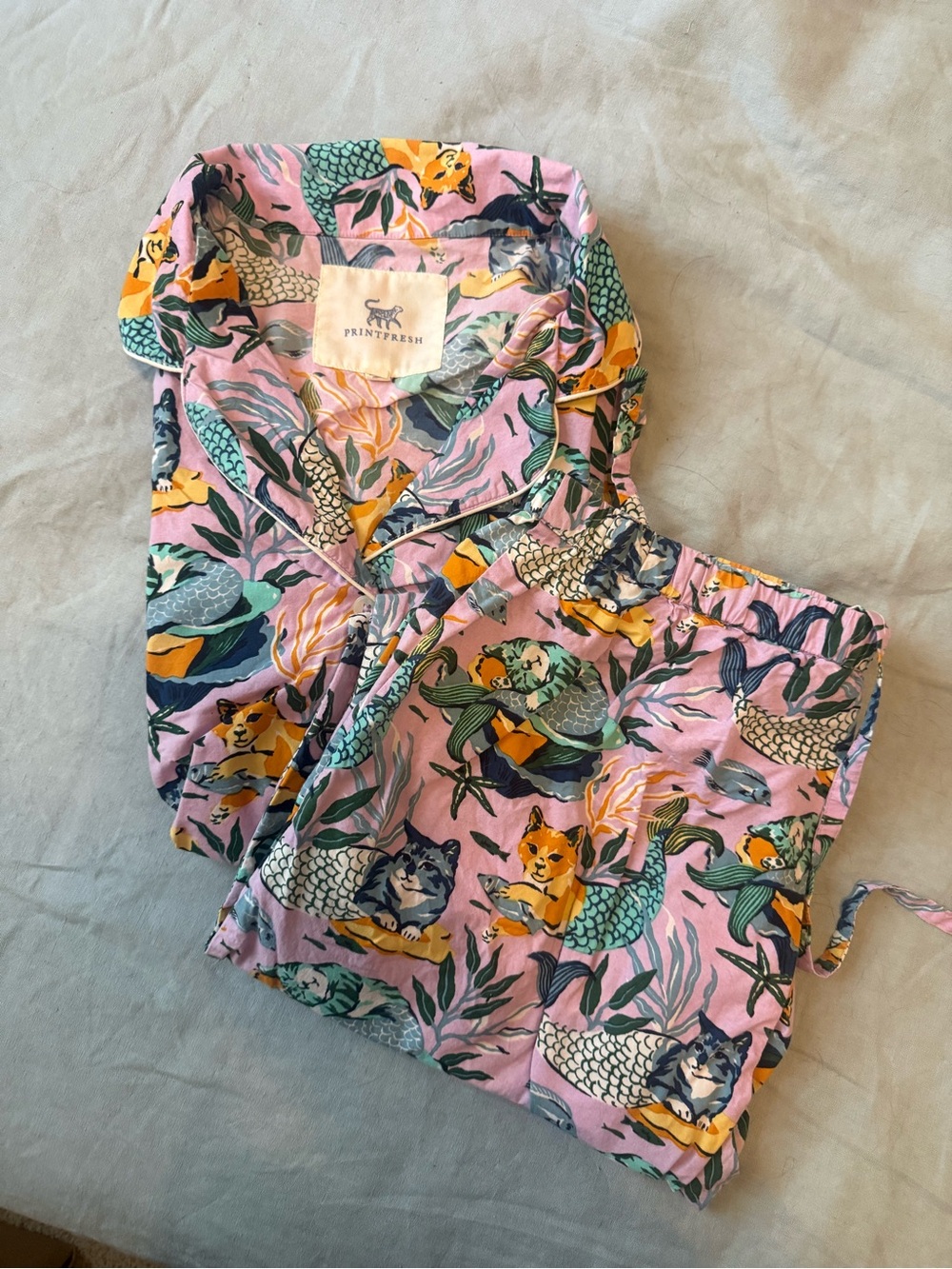 Meowing Mermaids - Long PJ Set - Lavender Printfresf - Picture 4 of 5